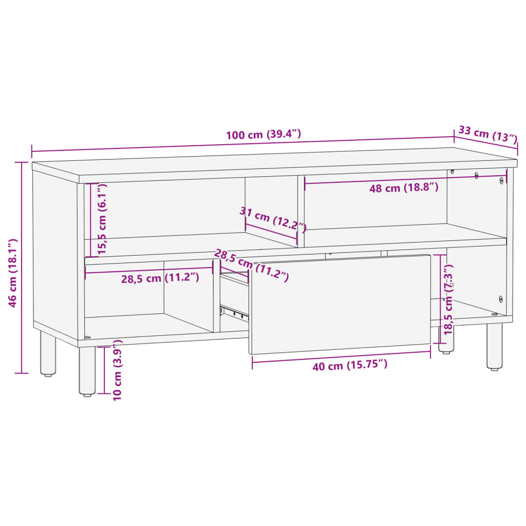 Tv-bänk svart 100x33x46 cm konstruerat trä