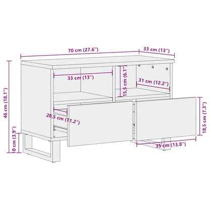 Tv-bänk svart 70x33x46 cm massivt mangoträ