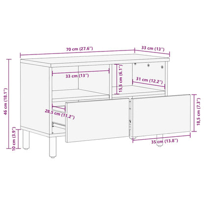 Tv-bänk brun 70x33x46 cm massivt mangoträ