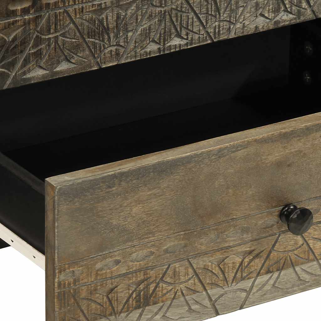 Sängbord ljusgrått 50x33x60 cm massivt trä mango