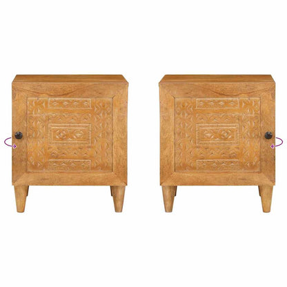 Nattduksbord 2 pcs Ljusbrun 40 x 33 x 46 cm Massivt akaciaträ