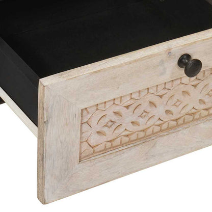 Nattduksbord 2 pcs Beige 40 x 33 x 46 cm Massivt akaciaträ