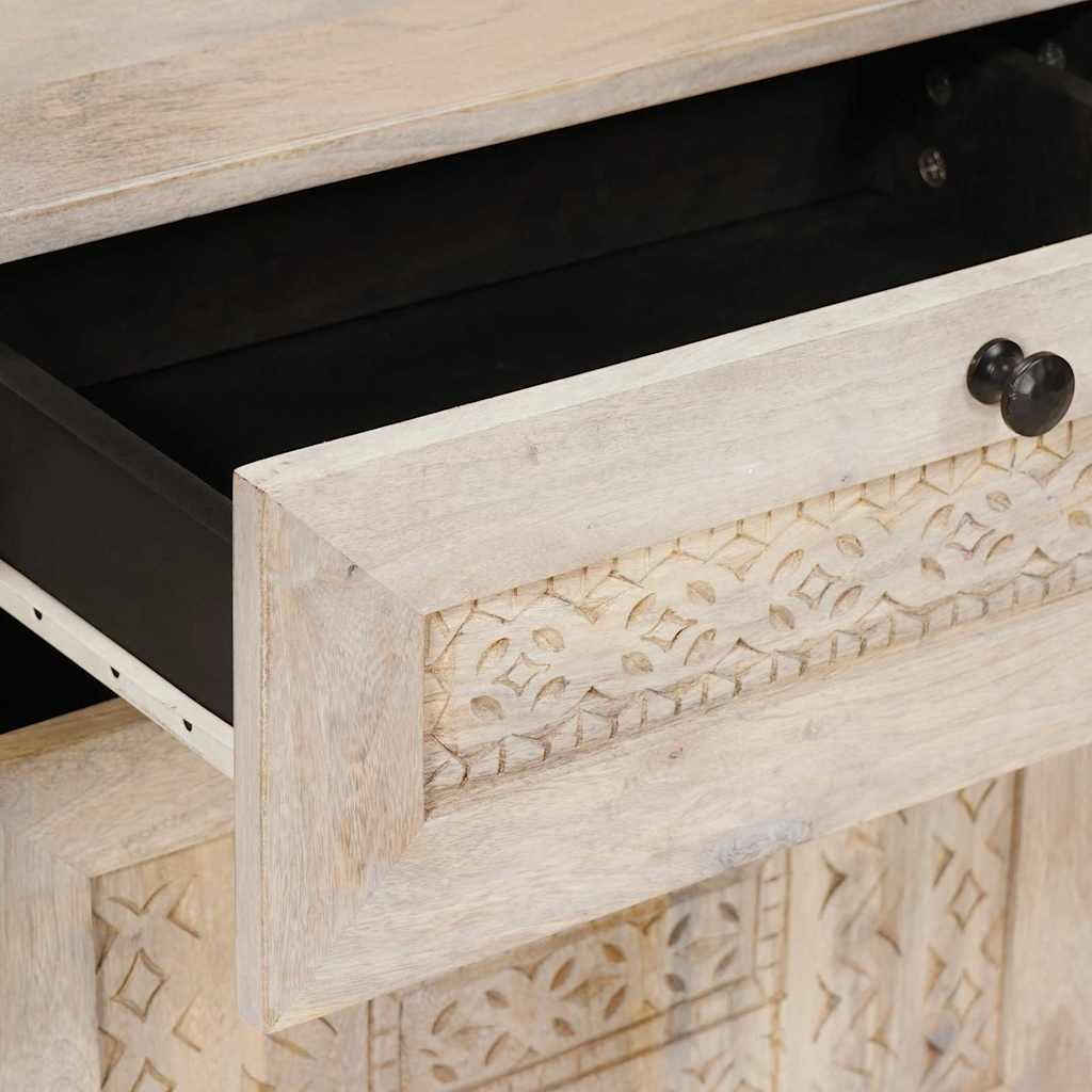 Nattduksbord med låda Beige 50 x 33 x 60 cm Massivt akaciaträ