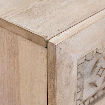 Nattduksbord med låda Beige 50 x 33 x 62 cm Massivt akaciaträ