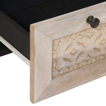 Nattduksbord med låda Beige 50 x 33 x 62 cm Massivt akaciaträ