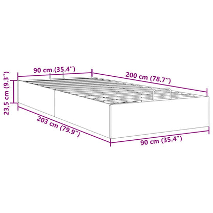 Ottoman sängram utan madrass svart 90x200 cm konstläder