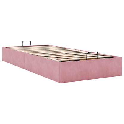 Ottoman sängram utan madrass rosa 80x200 cm sammet