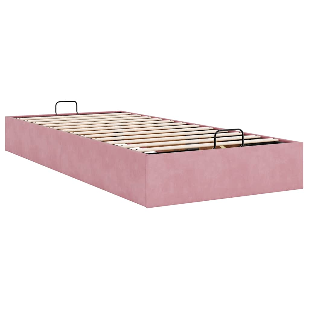 Ottoman sängram utan madrass rosa 80x200 cm sammet