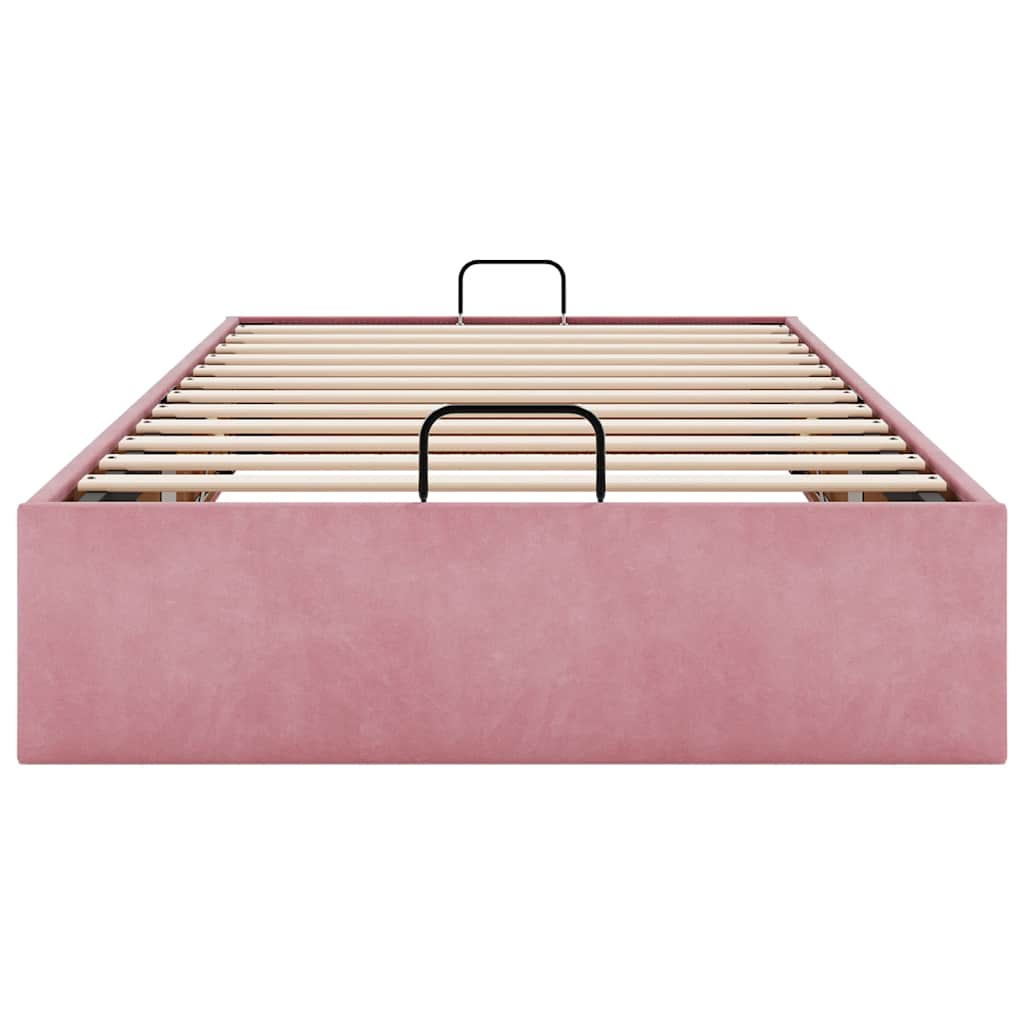 Ottoman sängram utan madrass rosa 90x190 cm sammet