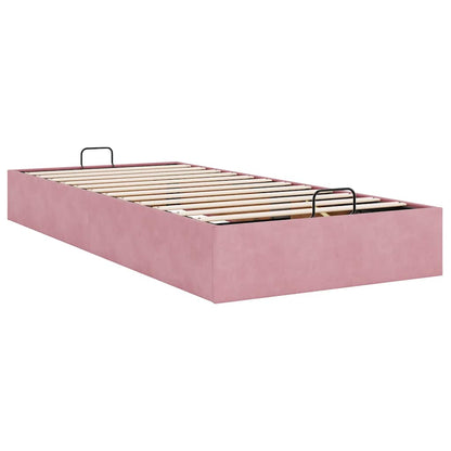 Ottoman sängram utan madrass rosa 90x190 cm sammet