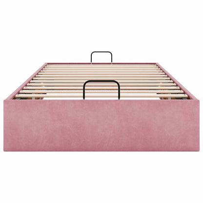 Ottoman sängram utan madrass rosa 90x200 cm sammet