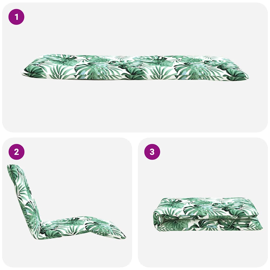 Hopfällbar solstol bladmönster 175x54x8,5 cm oxfordtyg