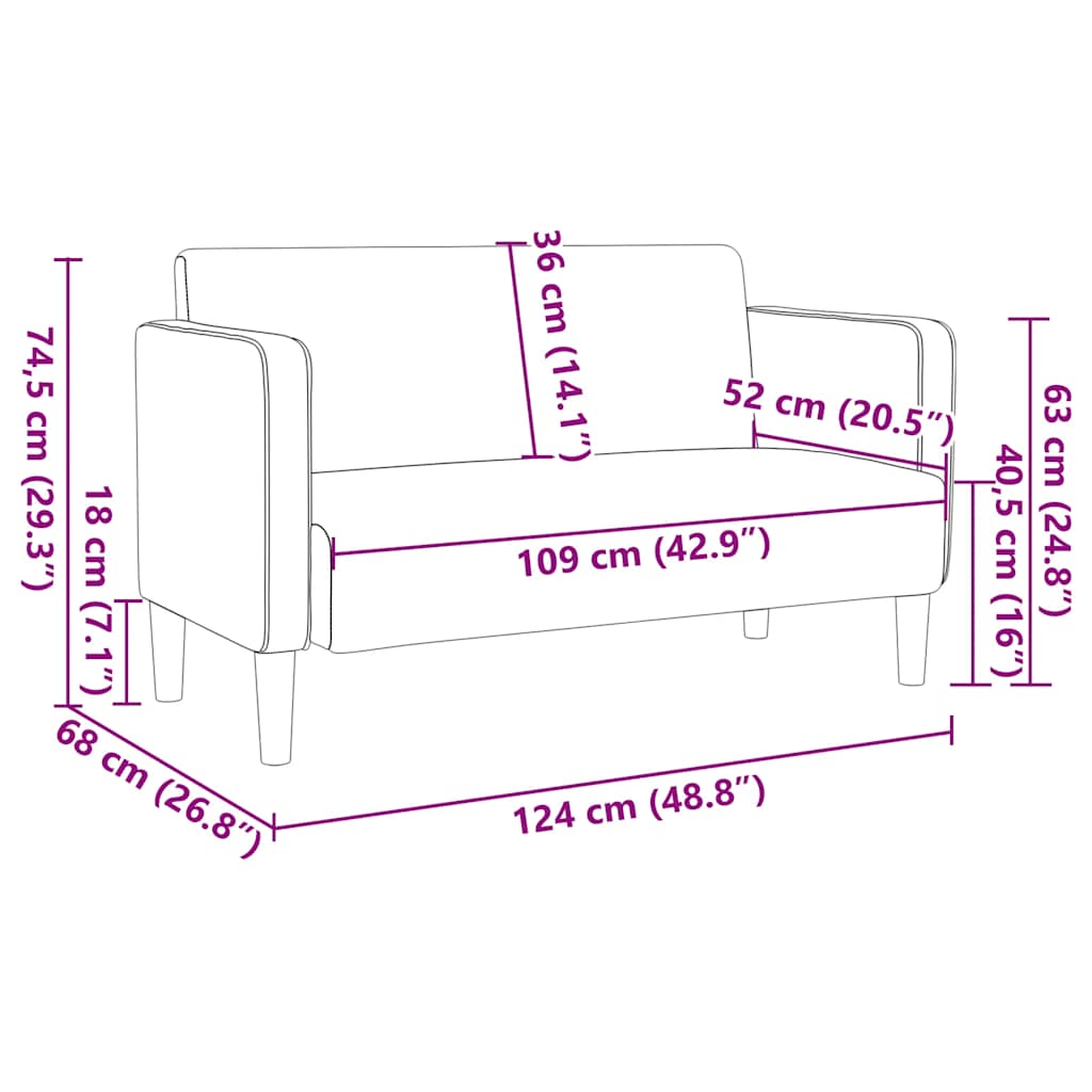 Loveseat soffa mörkgrå 109 cm manchestertyg