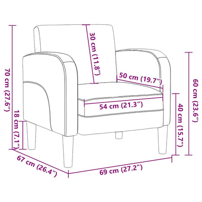 Soffstol med armstöd brun 54 cm konstläder