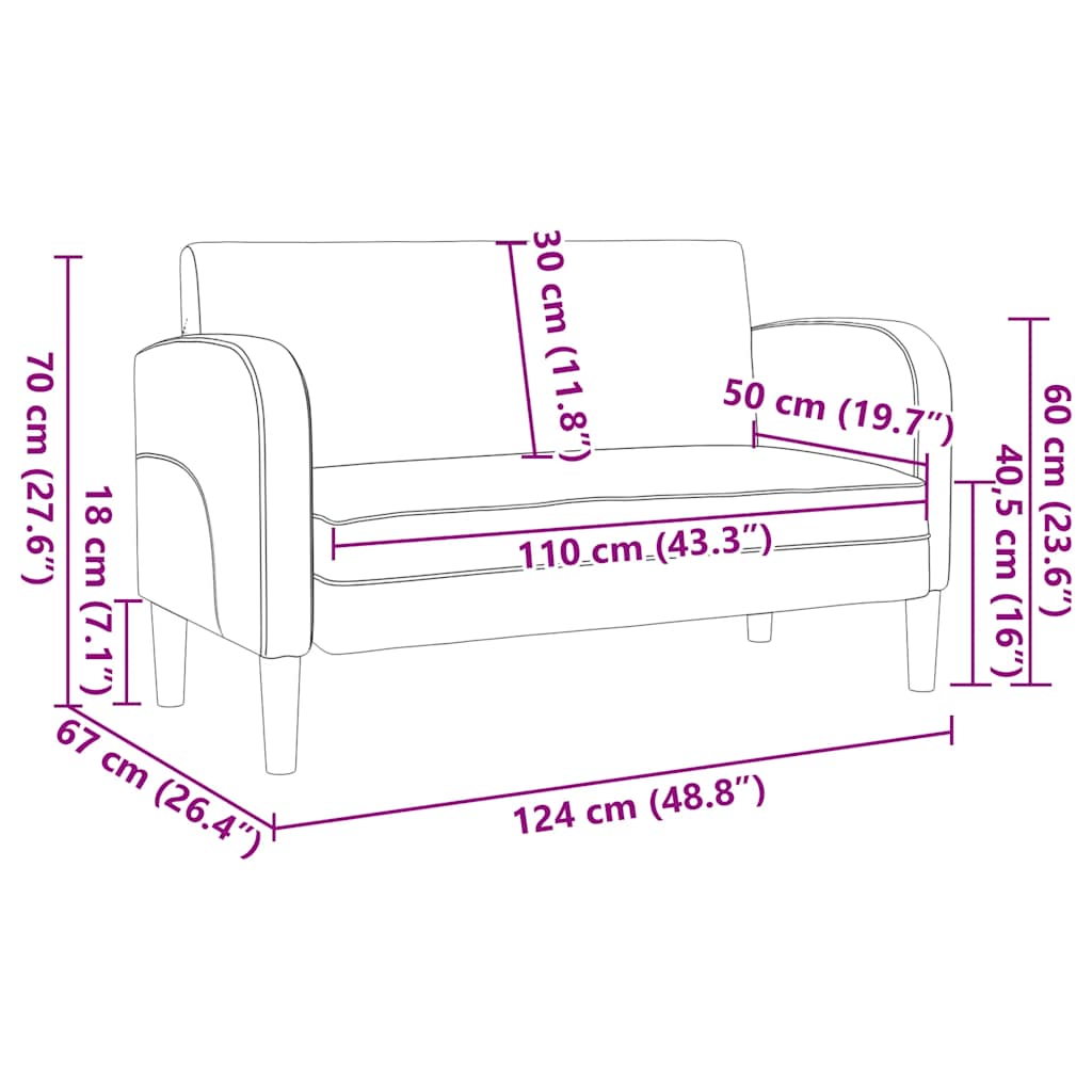 Loveseat soffa svart 110 cm konstläder