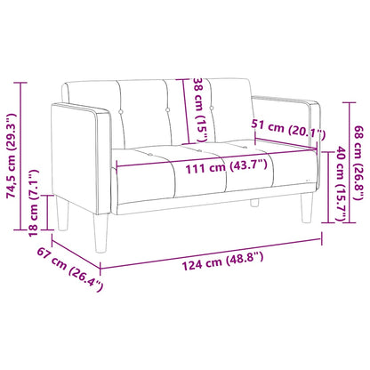 Loveseat soffa ljusgrå 111 cm tyg