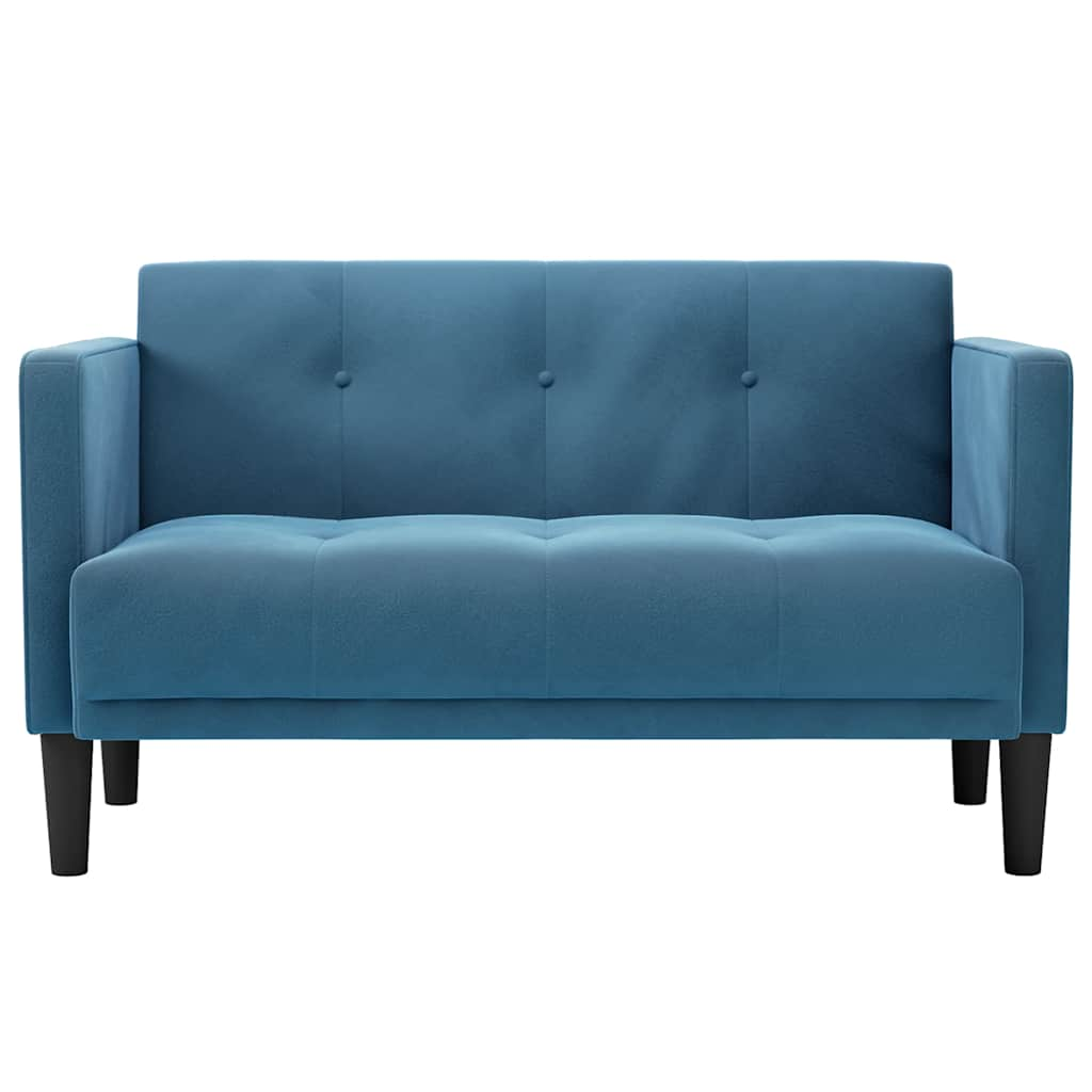 Loveseat soffa blå 111 cm sammet