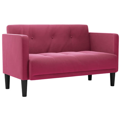 Loveseat soffa vinröd 111 cm sammet