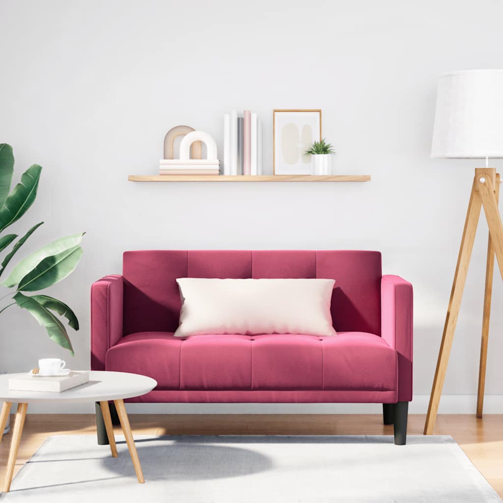 Loveseat soffa vinröd 111 cm sammet