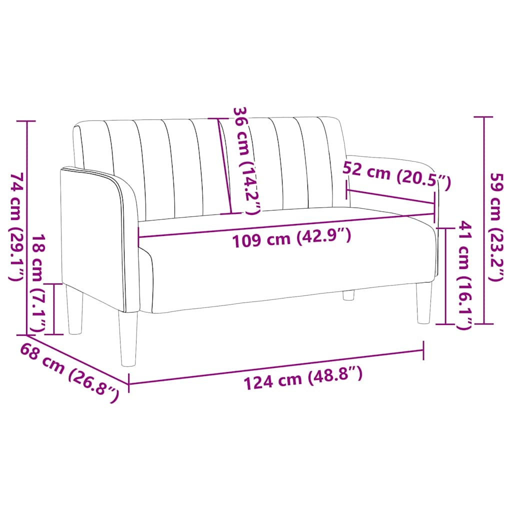 Loveseat soffa blå 109 cm sammet