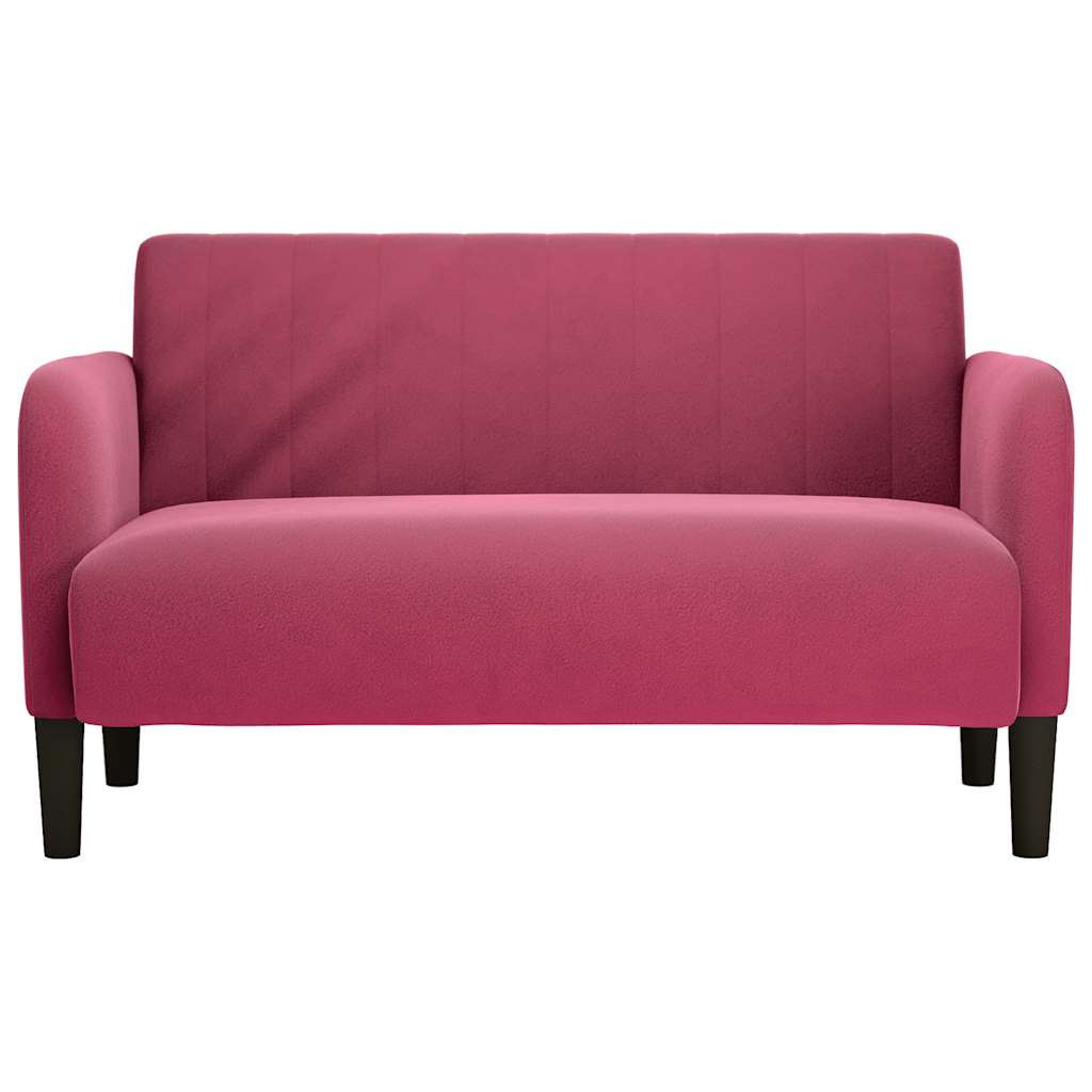 Loveseat soffa vinröd 109 cm sammet