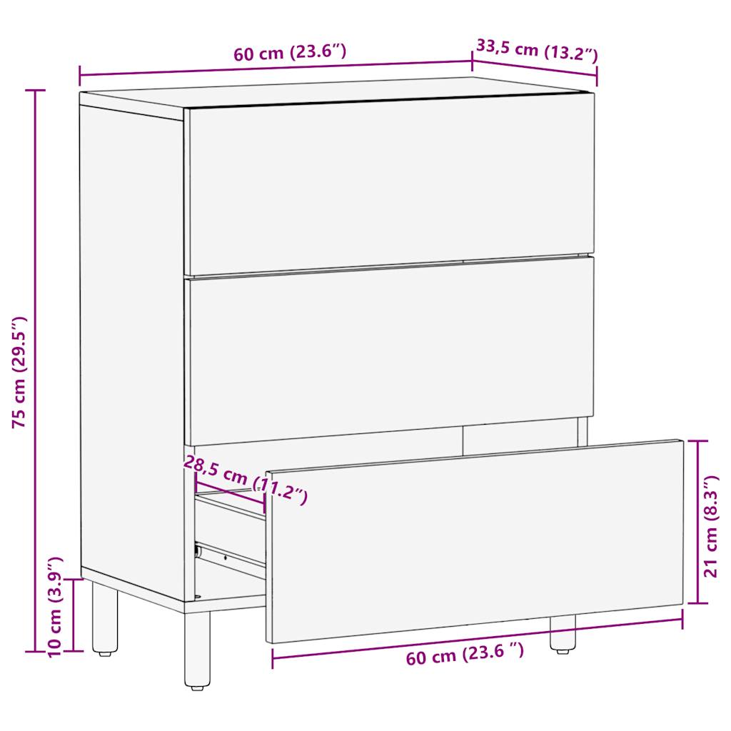 Skänk 60x33,5x75 cm massivt grovt mangoträ