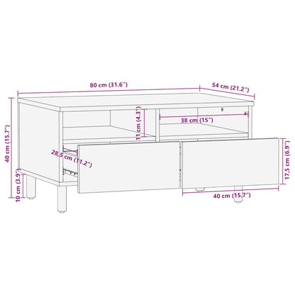 Soffbord svart 80x54x40 cm massivt grovt mangoträ