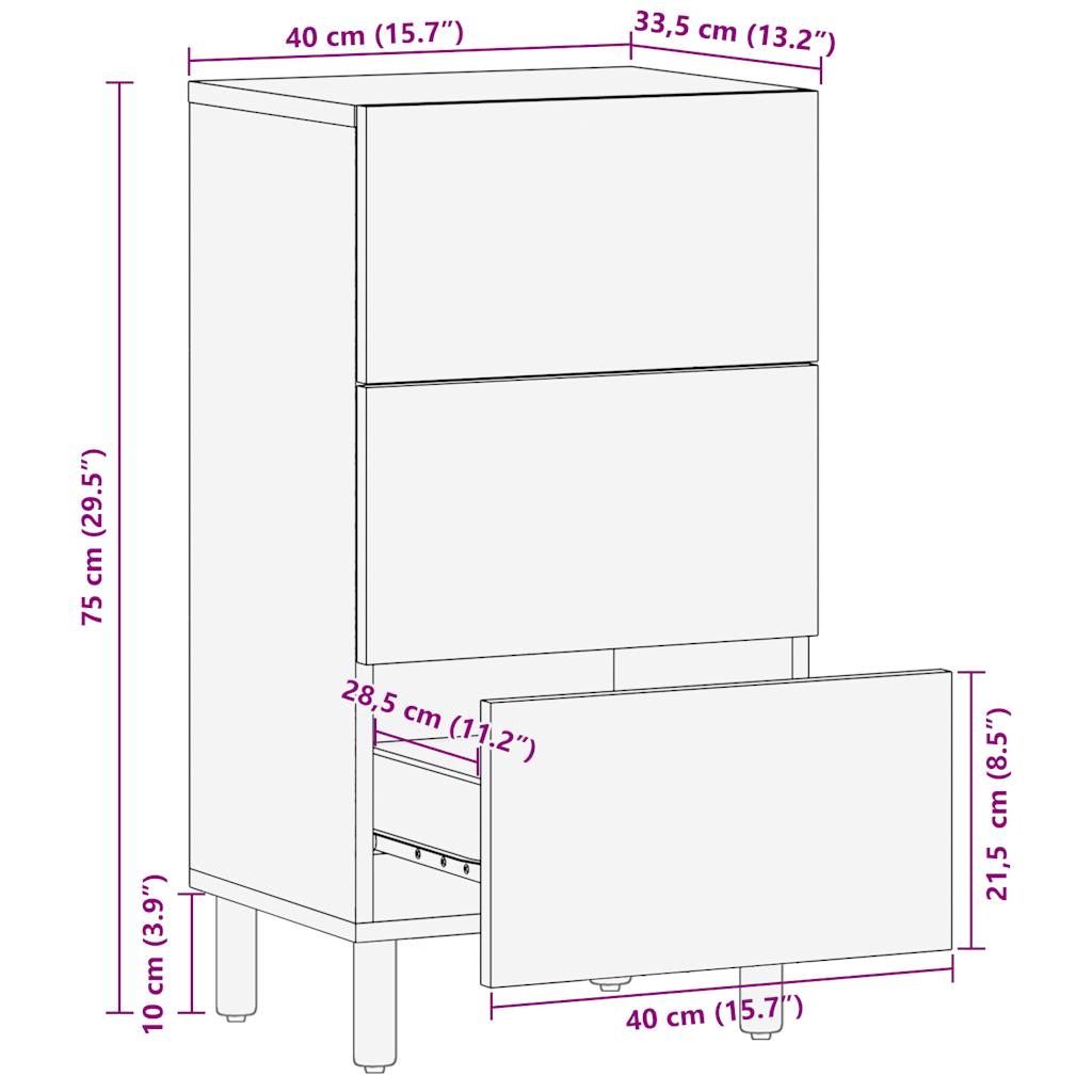 Skänk 40x33,5x75 cm massivt grovt mangoträ