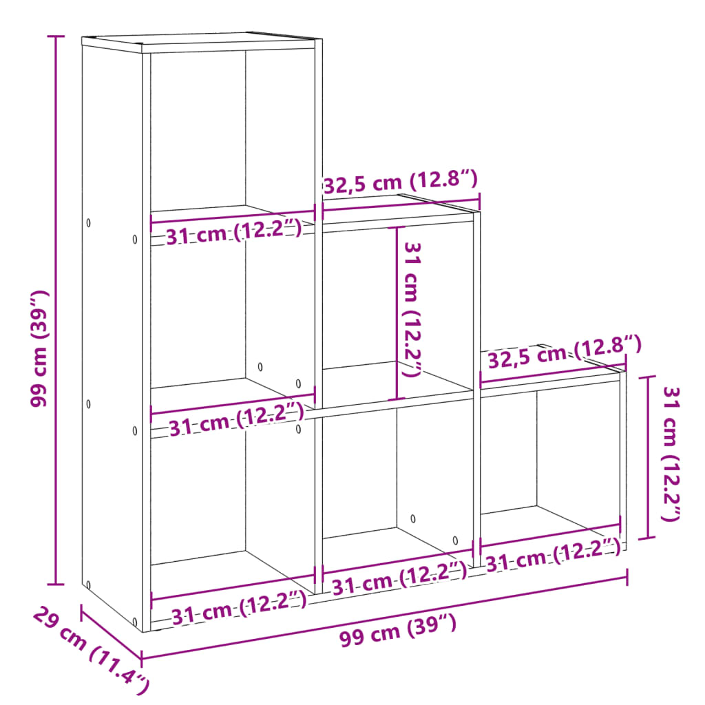 Bokhylla/Rumsavdelare 3 hyllplan svart 99x29x99 cm konstr. trä