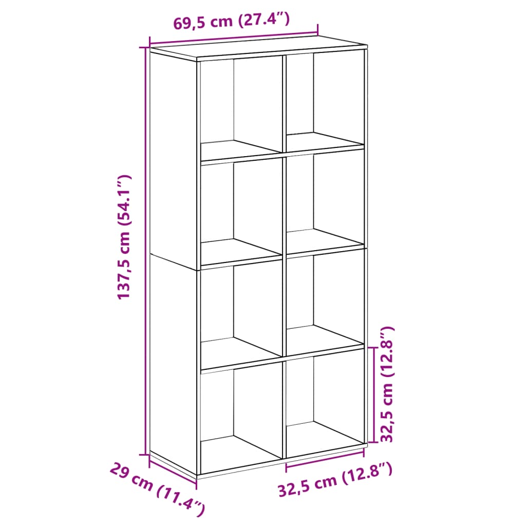 Bokhylla/Rumsavdelare svart 69,5x29x137,5 cm konstruerat trä