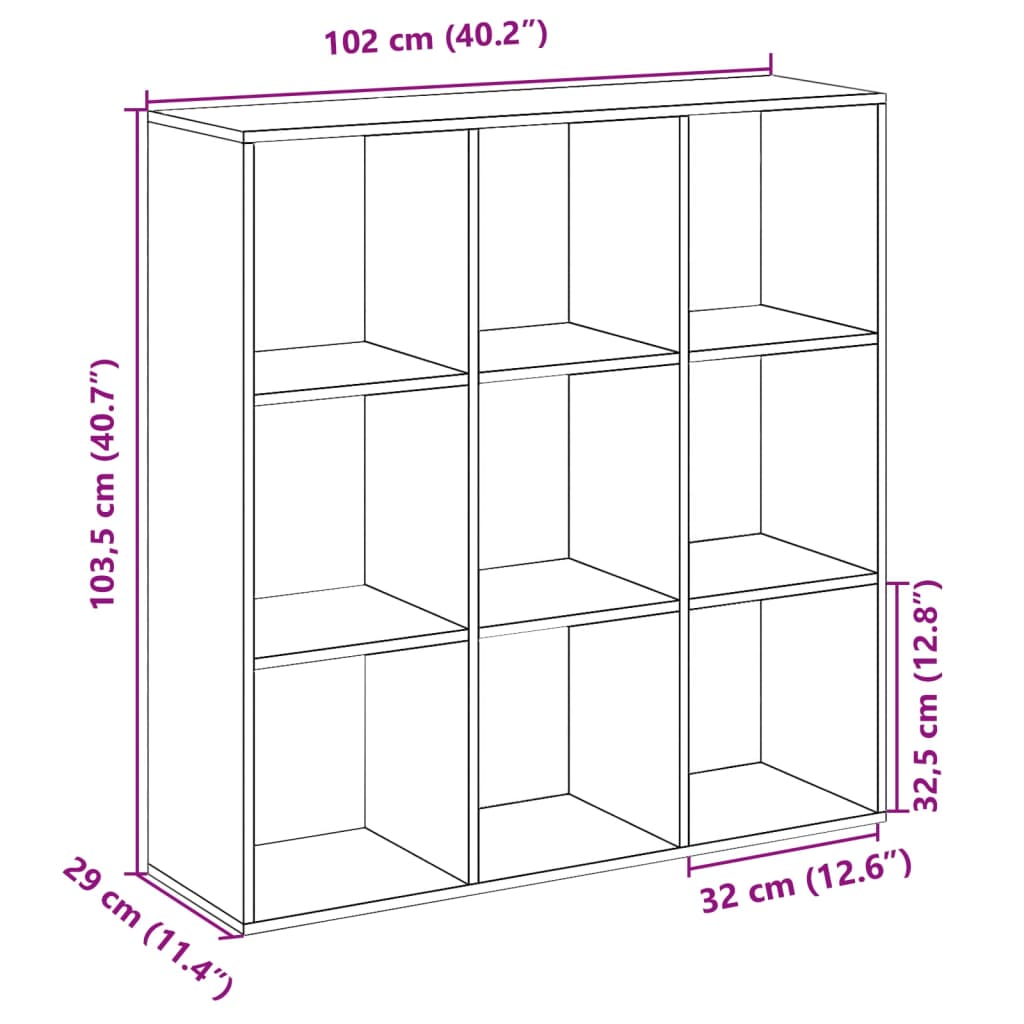 Bokhylla/Rumsavdelare brun ek 102x29x103,5 cm konstruerat trä