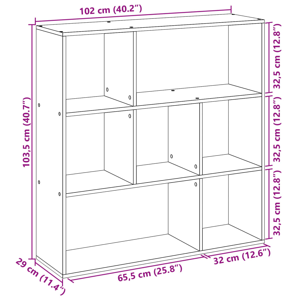 Bokhylla/Rumsavdelare vit 102x29x103,5 cm konstruerat trä