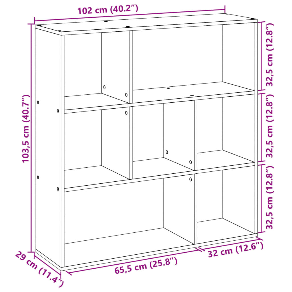 Bokhylla/Rumsavdelare ek 102x29x103,5 cm konstruerat trä