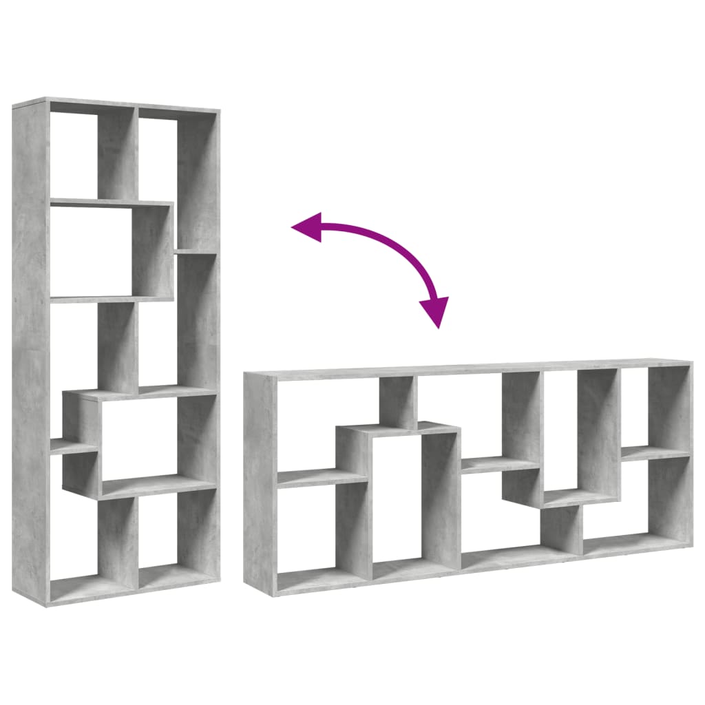 Bokhylla/Rumsavdelare betonggrå 67x25x161,5 cm konstruerat trä