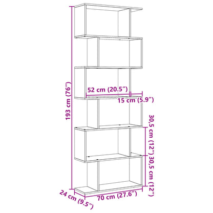 Bokhylla/Rumsavdelare 6 hyllor vit 70x24x193 cm konstruerat trä