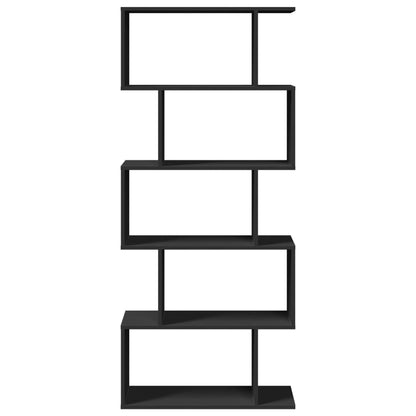 Bokhylla/Rumsavdelare 5hyllor svart 70x24x161cm konstruerat trä