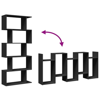 Bokhylla/Rumsavdelare 5hyllor svart 70x24x161cm konstruerat trä