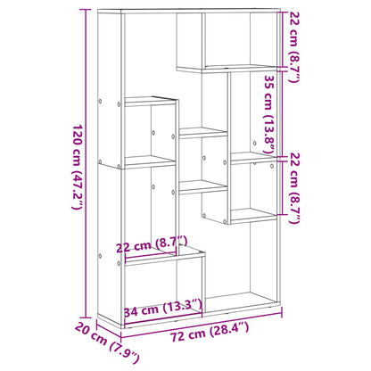 Bokhylla vit 72x20x120 cm konstruerat trä