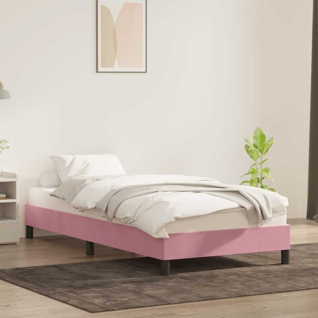 sängram utan madrass rosa 100x210 cm sammet