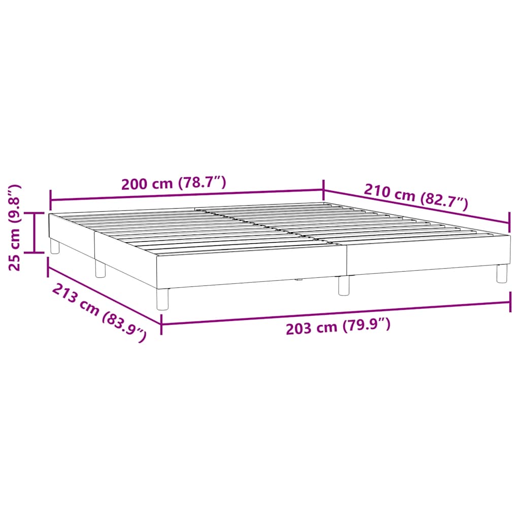 Sängram utan madrass mörkgrå 200x210 cm sammet