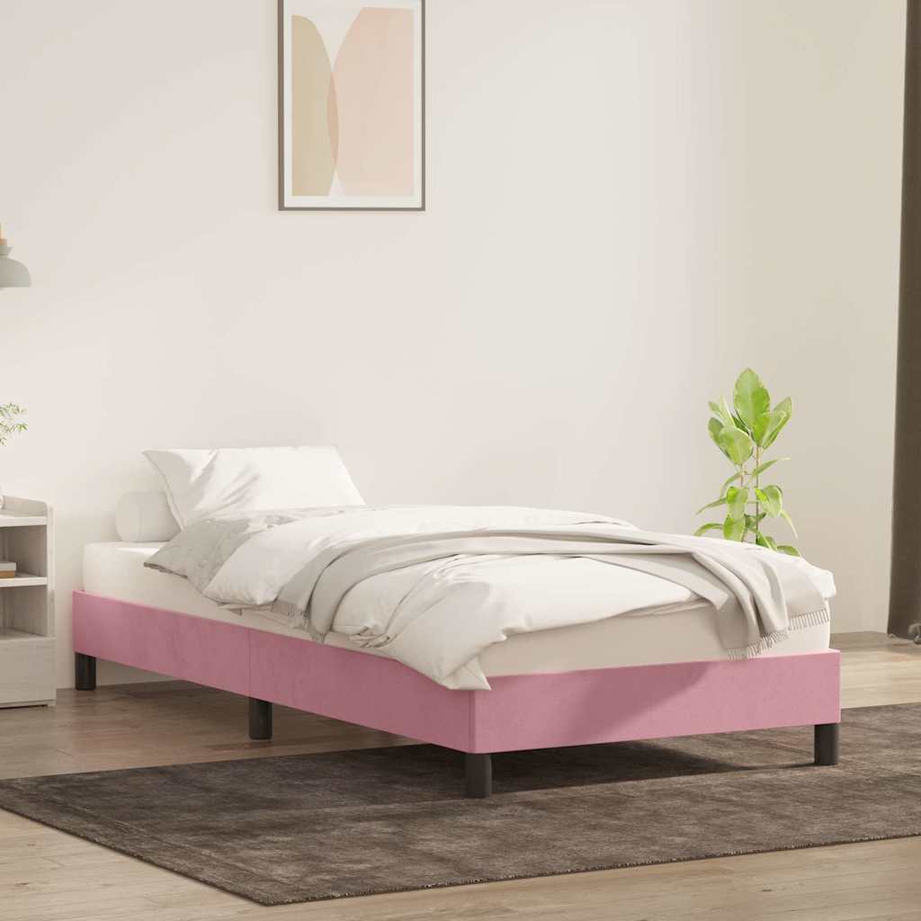 Sängram utan madrass rosa 100x220 cm sammet