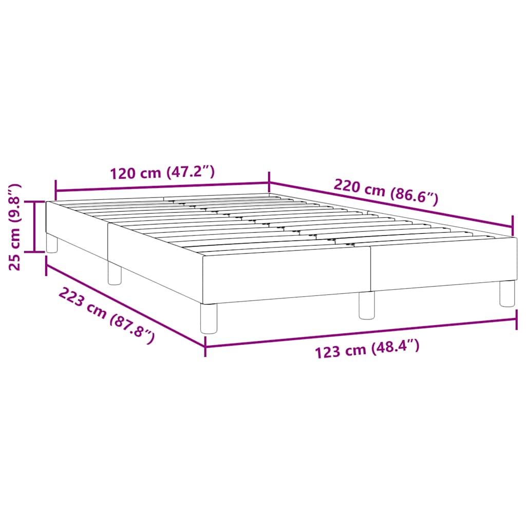 Sängram utan madrass mörkgrå 120x220 cm sammet