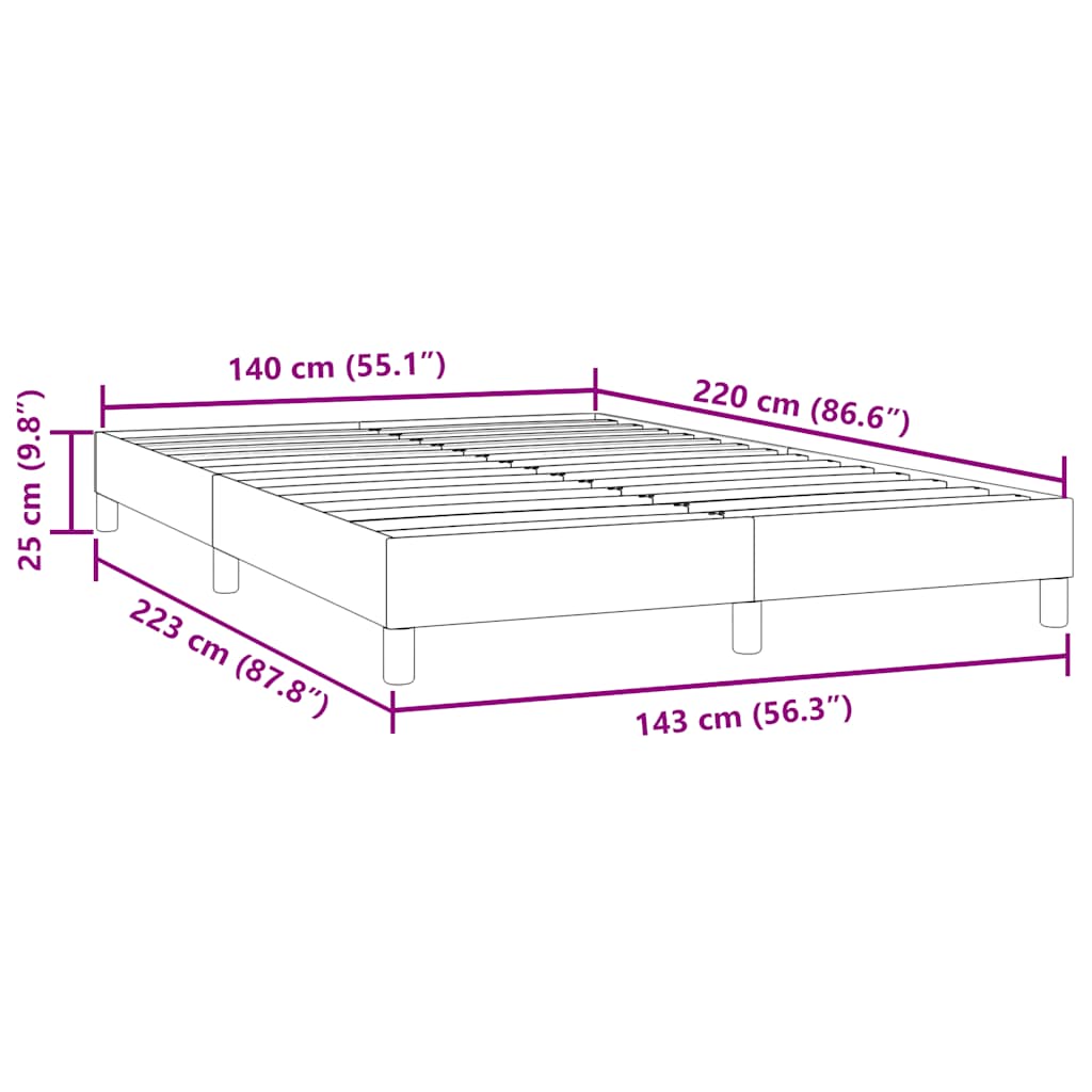 Sängram utan madrass ljusgrå 140x220 cm sammet