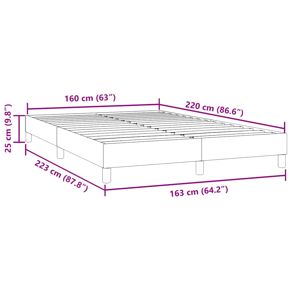 Sängram utan madrass rosa 160x220 cm sammet