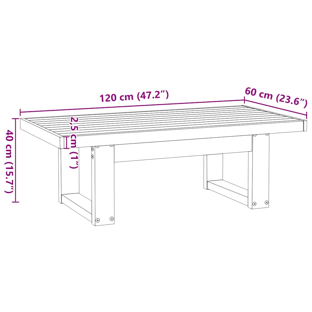 Soffbord NOAIN U-formade ben 120x60x40 cm massiv furu