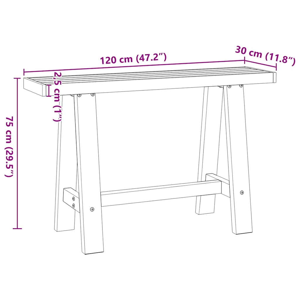 Konsolbord NOAIN A-formade ben 120x30x75 cm massiv furu