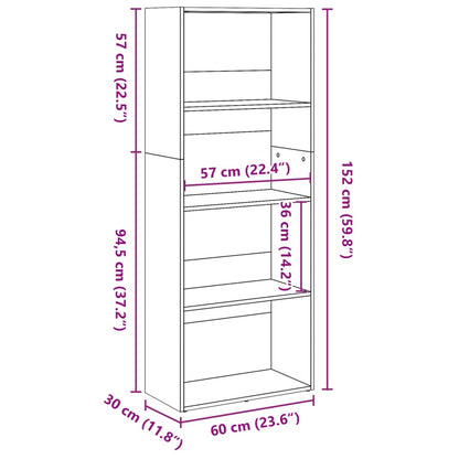 Bokhylla ek 60x30x152 cm konstruerat trä