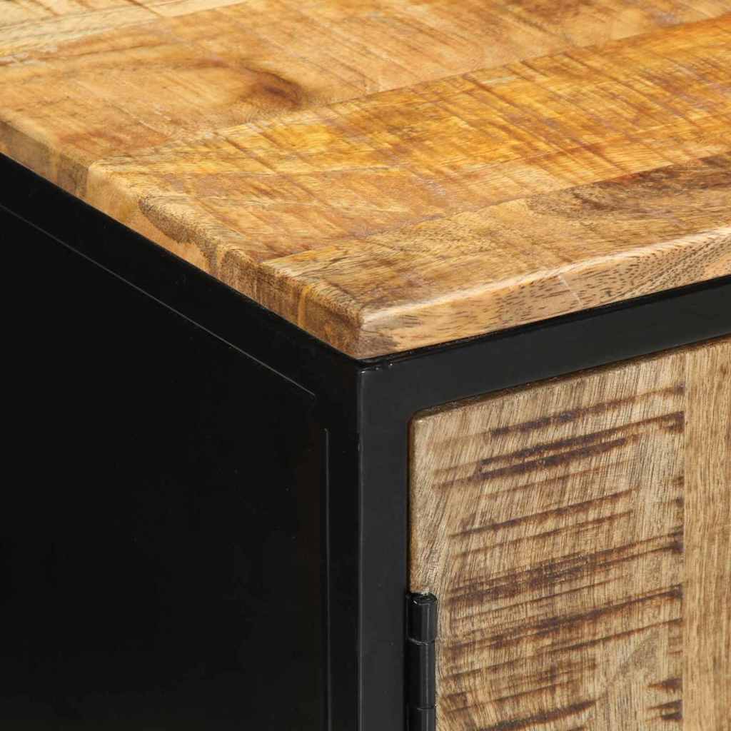 Nattduksbord Brun och svart 50 x 30 x 45 cm Massivt mangoträ