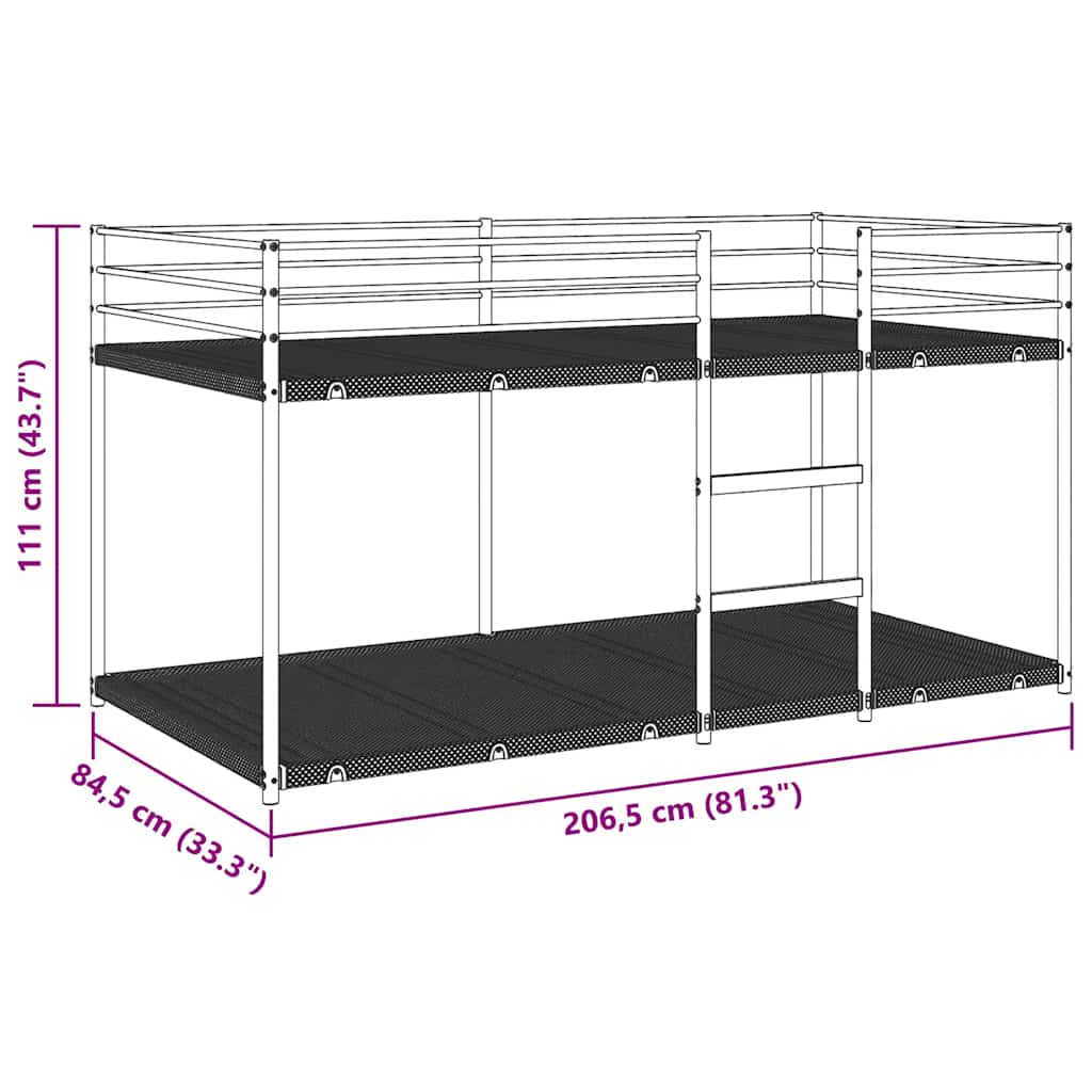 Våningssäng utan madrass vit 80x200 cm stål