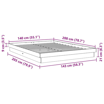 Sängram utan madrass 140x200 cm massivt trä ek